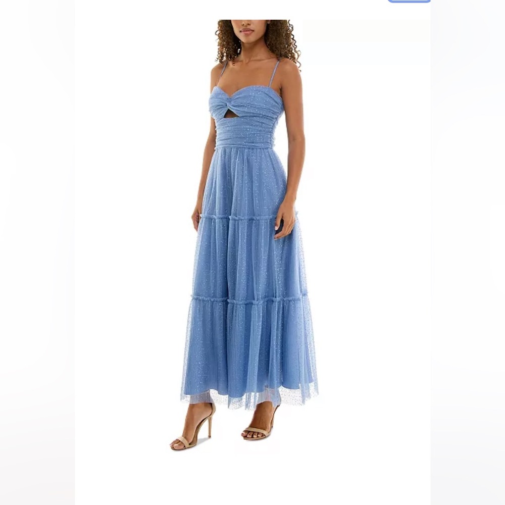 B Darlin Blue Tiered Maxi Skirt A-Line Resort Wear
